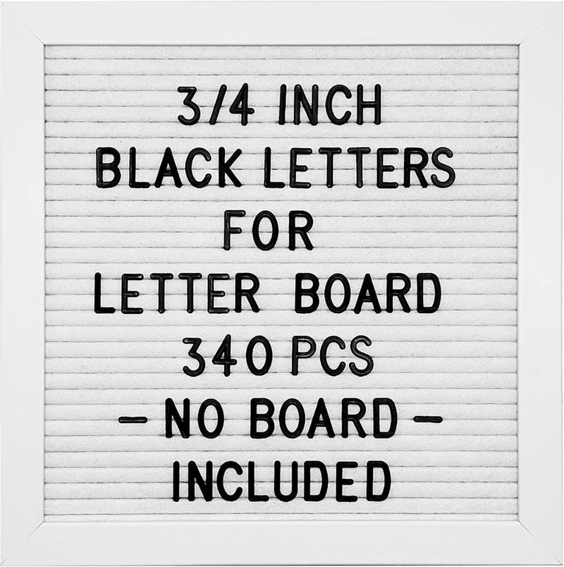 G GAMIT Felt Letter Board Letters Sets - Pre-cut 340pcs 3/4 Inch(0.75") Black Letters with Canvas Bag(No Board Included) - Image 1